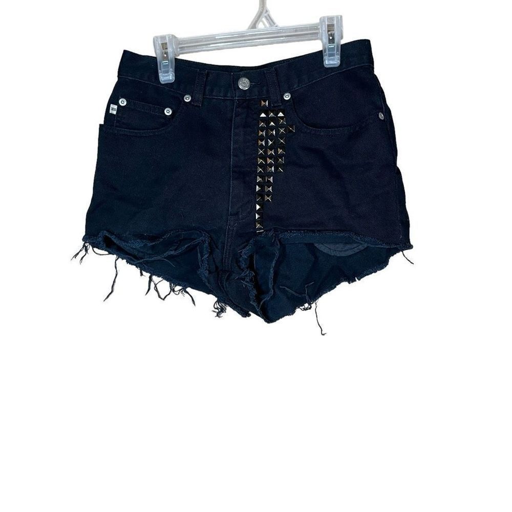 Vintage High Sierra Black Denim Studded Shorts Size 6